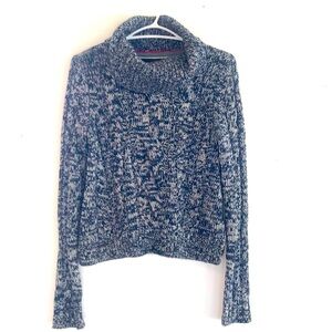 Hilfiger Denim turtleneck sweater women’s XS blue lambs wool angora cable knit